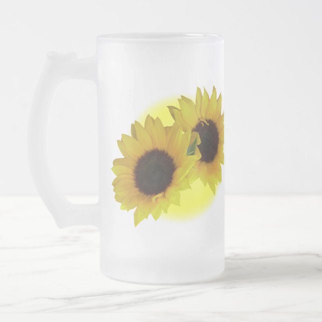 Sonnenblume-Bier-Tassen-nette gelbe Mattglas Bierglas (Links)