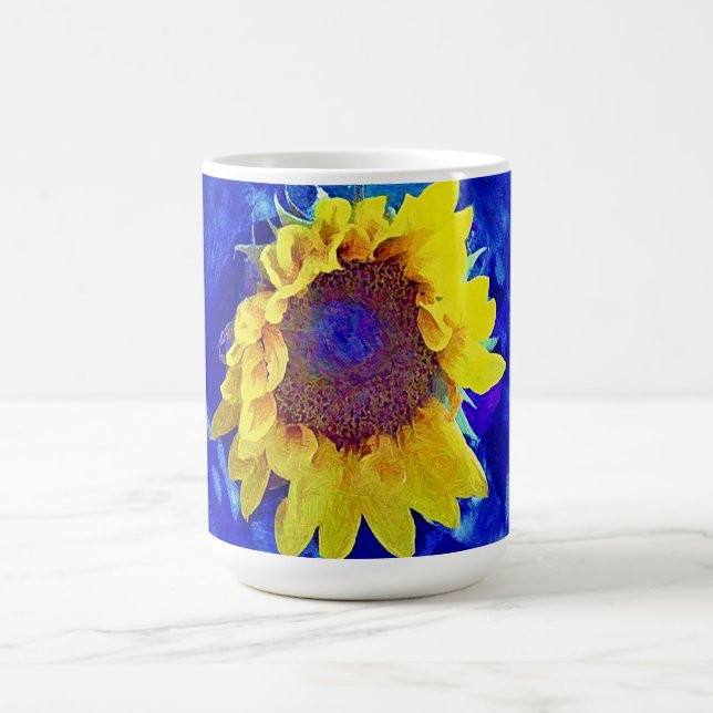 Sonnenblume Blau Gelbe Tasse Kaffee Cup (Mittel)