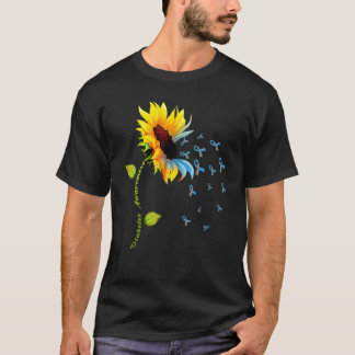 Sonnenblume Blau Graue Band T1D Typ 1 Diabetes Awa T-Shirt
