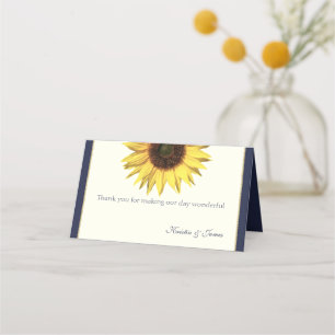 Sonnenblume Blau und Elfenbeinsitze Platzkarte