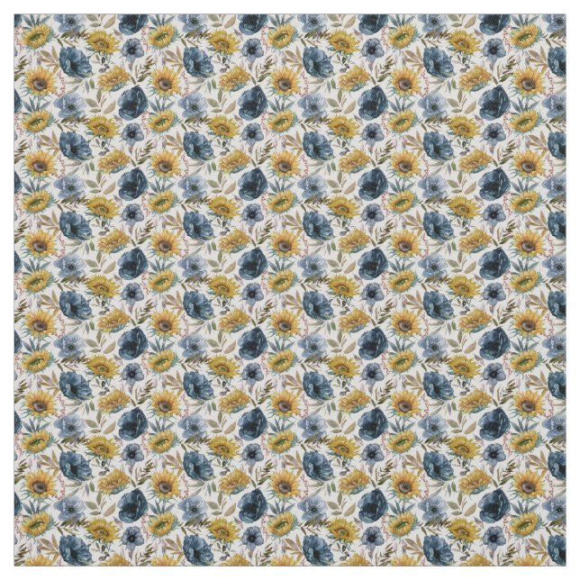 Sonnenblume Blaue Blume Wasserfarbmuster Stoff (Muster)