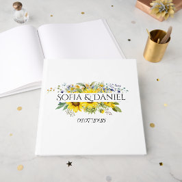 Sonnenblume blaue Wildblume Hochzeit weiß Gästebuch