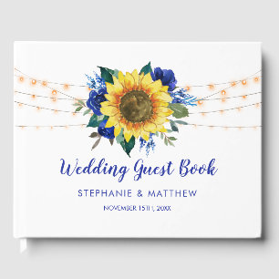 Sonnenblume Blauer Blumenstrauß Hochzeit Gästebuch
