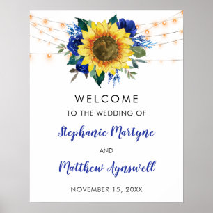 Sonnenblume Blauer Blumenstrauß Hochzeit Poster