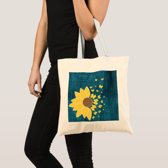 Sonnenblume Blauer Einfaltspinsel Tasche (Vorderseite (Produkt))