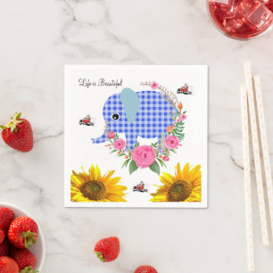 Sonnenblume Blauer Elefant Papier Napkins Serviette