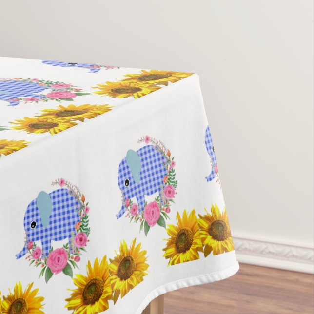 Sonnenblume Blauer Elephant Tableclout Tischdecke (Beispiel)