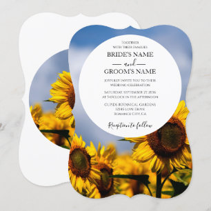 Sonnenblume Blauer Himmel Rustikale Hochzeitseinla Einladung
