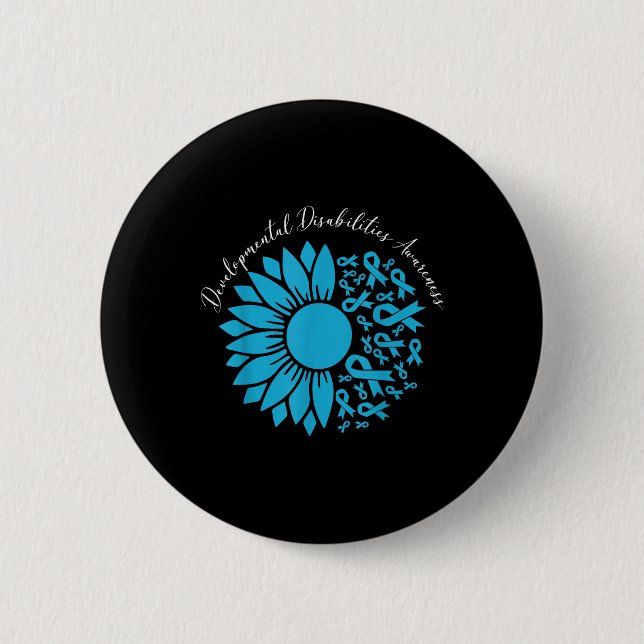 Sonnenblume Blaues Band Entwicklungsstörungen A Button (Vorderseite)