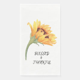 Sonnenblume BLESSED & DANKFUL Typografie Wasserfar Serviette