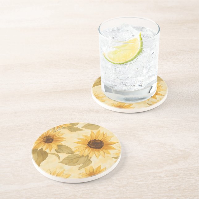 Sonnenblume Bliss Sandstone Getränkeuntersetzer (Seite)