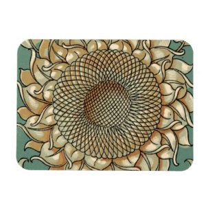 Sonnenblume blühen auf blaugrünem Hintergrund Magnet