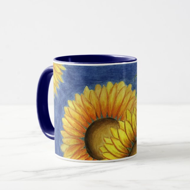 Sonnenblume Blume Kaffee Tasse Geburtstagsgeschenk (Vorderseite Links)