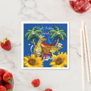 Sonnenblume Blumen Dinosaurier Papier Napkins Serviette