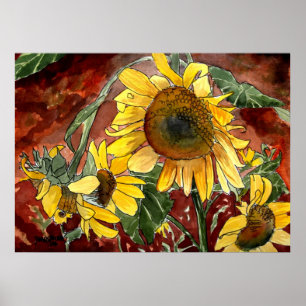 Sonnenblume-Blumen-Kunstdrucke Poster