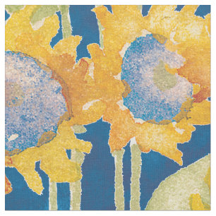 Sonnenblume-Blumenmuster-Blau Stoff