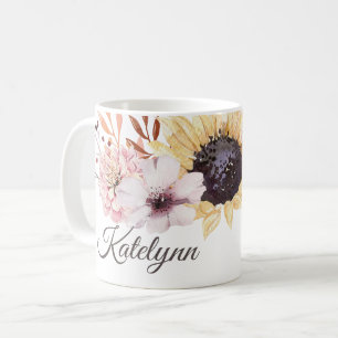 Sonnenblume-Blumenstrauß-personalisierte Kaffeetasse