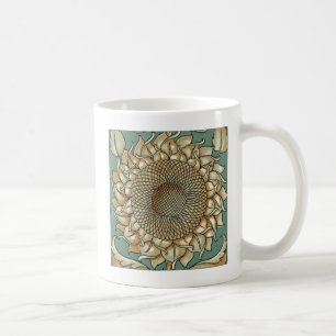 Sonnenblume-Blüte auf blaugrünem Hintergrund Kaffeetasse