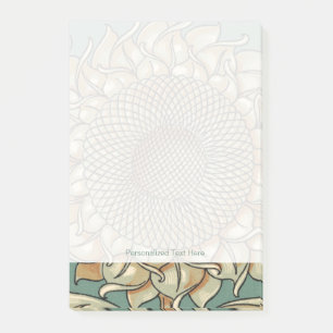 Sonnenblume Blüte auf blaugrünem Hintergrund Post-it Klebezettel