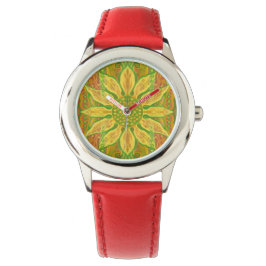 Sonnenblume böhmische Blumenkunst gelb-grün orange Armbanduhr