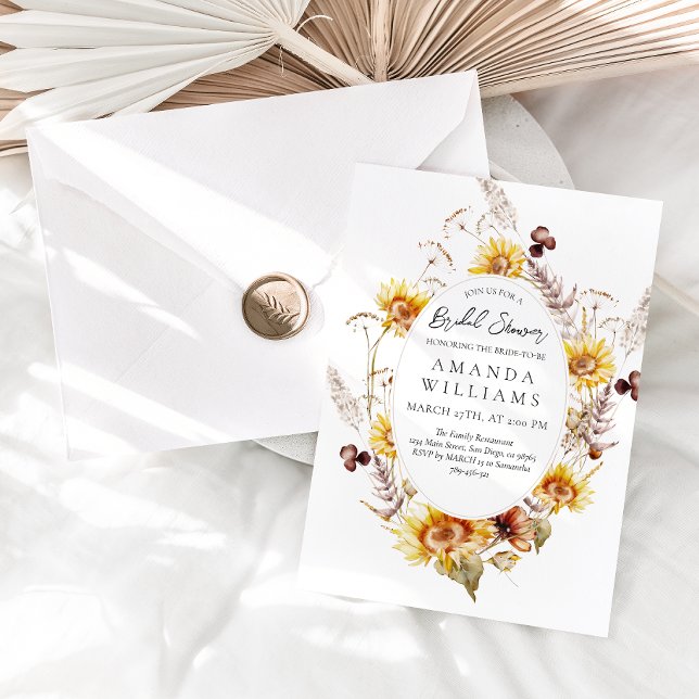 Sonnenblume Boho Wildblume Modernes Brautparty Inv Einladung (Von Creator hochgeladen)