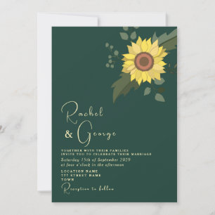 Sonnenblume Botanical Emerald Green Wedding Einladung