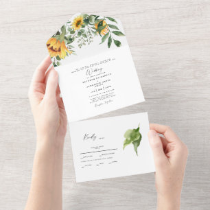 Sonnenblume Botanische Brautpaare Hochzeit All In One Einladung
