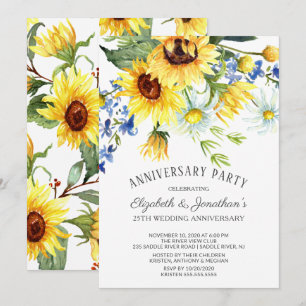 Sonnenblume Bouquet 25-jähriges Party Einladung