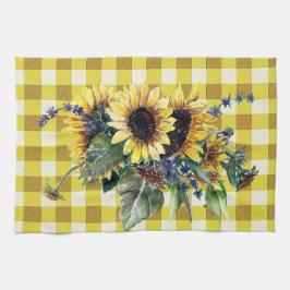 Sonnenblume Bouquet auf Yellow Gingham Handtuch