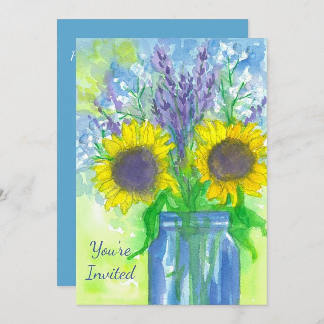 Sonnenblume Bouquet Geburtstagsparty Einladung (Vorne/Hinten)