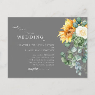 Sonnenblume Bouquet Gray Budget Einladung Hochzeit