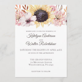 Sonnenblume Bouquet Spätsommer Blumenhochzeit Einladung