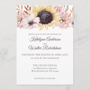 Sonnenblume Bouquet Spätsommer Blumenhochzeit Einladung