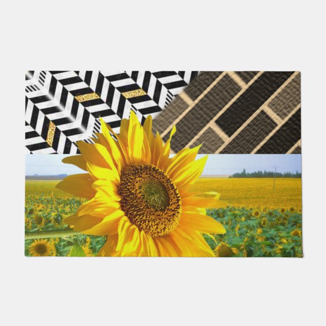Sonnenblume Braune Brick Door Mat Fußmatte (Vorderseite)