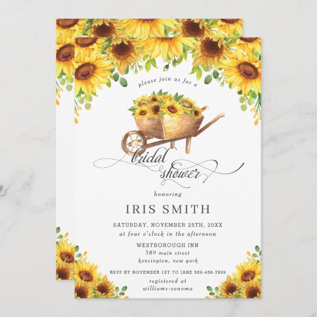 Sonnenblume Brautparty Einladung (Vorne/Hinten)