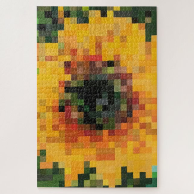 Sonnenblume Bright Floral Pixel Art Puzzle (Vertikal)