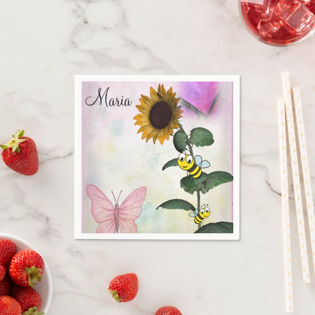 Sonnenblume Bumblebee Butterfly Paper Napkins Serviette (Beispiel)