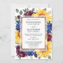 Sonnenblume Burgund Navy Blumenstrauß Hochzeit im 