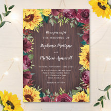 Sonnenblume Burgund Rose Border Wood Wedding