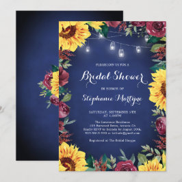 Sonnenblume Burgundy Jar Lights Navy Brautparty Einladung
