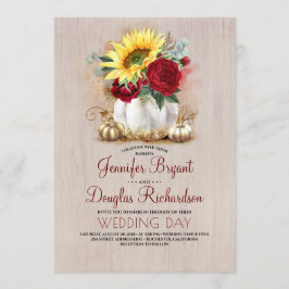 Sonnenblume Burgundy Rose Gold Pumpkin Hochzeit im Einladung
