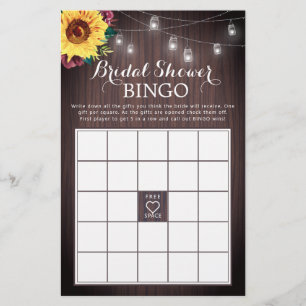 Sonnenblume Burgundy Wood Brautparty Bingo Game