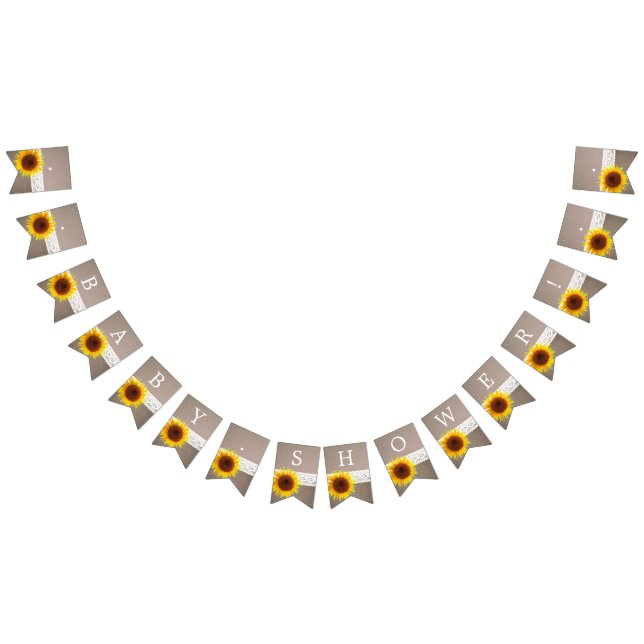 Sonnenblume Burlap & Crochet Lace Baby Dusche Wimpelkette (Alle)