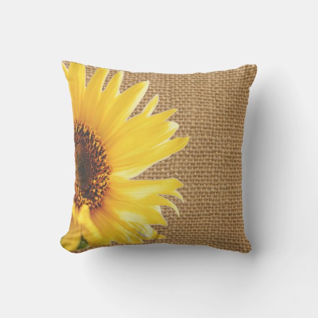 Sonnenblume Burlap-Designkissen Kissen (Vorderseite)