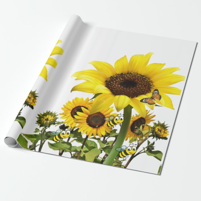Sonnenblume, ButterflyMatte Wrapping Paper Geschenkpapier (Ungerollt)