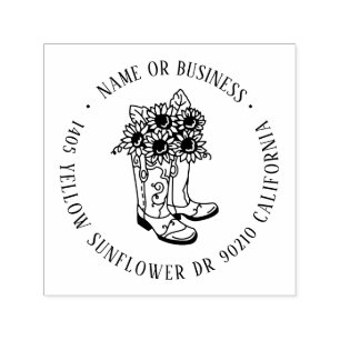 Sonnenblume Cowboy Boots Individuelle Name Rücksen Permastempel