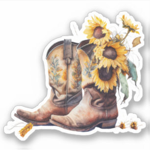 Sonnenblume Cowgirl Boots Aufkleber