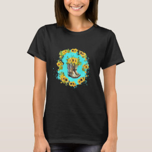 Sonnenblume Cowgirl Stiefel Vintage Für Cow Mädche T-Shirt