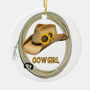 Sonnenblume-Cowgirl-Verzierung Keramikornament