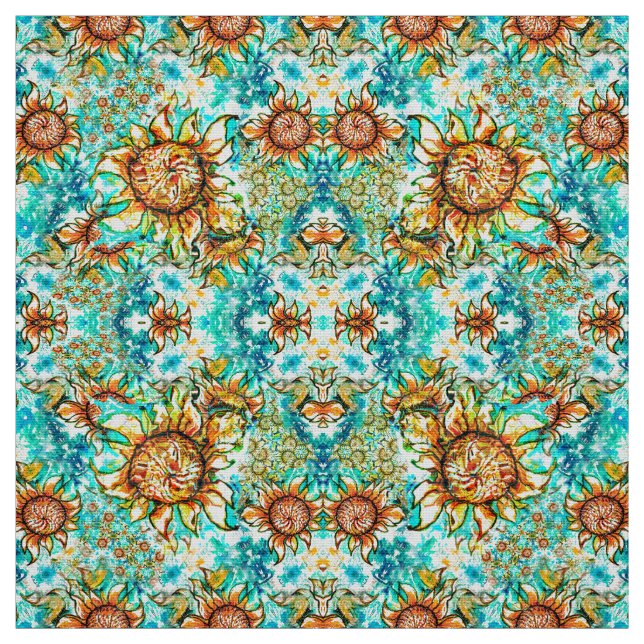 Sonnenblume Craze farbenfrohe Sommermuster für Sie Stoff (Muster)